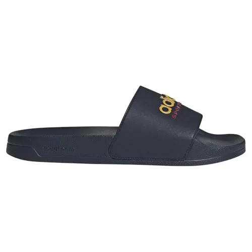 adidas Sportswear SHOWER ADILETTE Badesandale blau 46 EU - Badeschuhe mit cloudfoam Dämpfung für höchsten Komfort, sportlicher Stil in Legend Ink und Bold Gold, ideal für Strand und Freizeit.