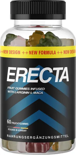 Erecta Fruchtgummis | Liebe, Lust & Leidenschaft mit L-Arginin - Nahrungsergänzungsmittel für mehr Vitalität, mit L-Arginin und Maca. Ideal für ein aktives Liebesleben, 60 leckere Fruchtgummis.