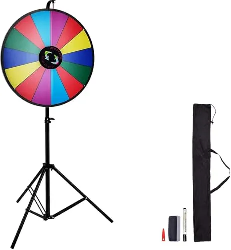 VEVOR 61 cm Glücksrad - Flexibles Höhenverstellbares Stativ - Basteln, Malen & Handarbeiten: Genießen Sie zuverlässige Stabilität und 14 anpassbare Farbpreisplätze für personalisierte Anpassungen. Ideal für Veranstaltungen und Aktivitäten!