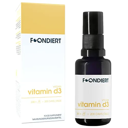 Foondiert® Vitamin D MCT Spray – 200 Tage Komplettversorgung - Vitamin D Präparate mit 1000 IE pro Sprühstoß, vegan und zuckerfrei. Praktische Einnahme für unterwegs – schnell verfügbar über die Mundschleimhaut. Für ein starkes Immunsystem und gesunde Knochen.