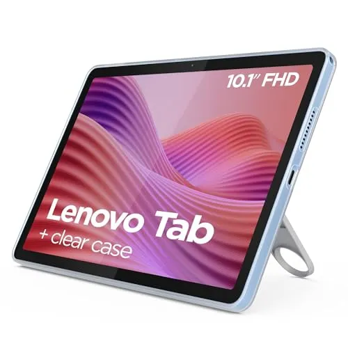 Lenovo Tablet, Display 25,6 cm (10,1 Zoll) FHD, Prozessor Mediatek Helio G85, 4 GB RAM, 128 GB Speicher, WiFi 6, Tablet Android 14, inklusive Clear Case - Polar Blue