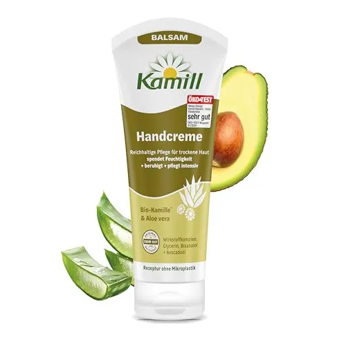 Kamill Handcreme Balsam 100ml – Vegane Hand- & Nagelpflege - Handcreme mit Bio-Kamille und Avocadoöl für intensive Feuchtigkeit und sanfte Pflege. Ideal für unterwegs in praktischer Reisegröße.
