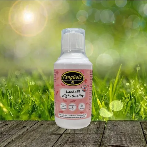 FangGold Lachsöl High Quality 250 ml - Hundefutter, reich an Omega-3-Fettsäuren für ein glänzendes Fell und gesunde Haut, hergestellt in Deutschland