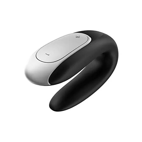 Paarvibrator Satisfyer Double Fun Connect App, Vibrator mit App und Fernbedienung, G-Punkt und Klitoris-Stimulator, Sexspielzeug für Paare wiederaufladbar 9,5 cm Schwarz