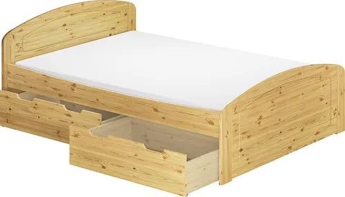 Funktionsbett Doppelbett Bettkasten 200x200 Holzbett Massivholz Kiefer Zubehör wählbar V-60.50-20Rollrost und Matratze inkl.