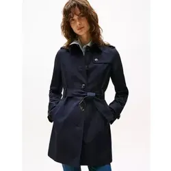 Tommy Hilfiger Damen Jacke Heritage Trench, Blau (Midnight), S - Funktionsjacke mit hochwertigem Material und verstellbarem Taillengürtel für eine schöne Silhouette. Ideal für Alltag, Büro oder Reisen – zeitlos und elegant.