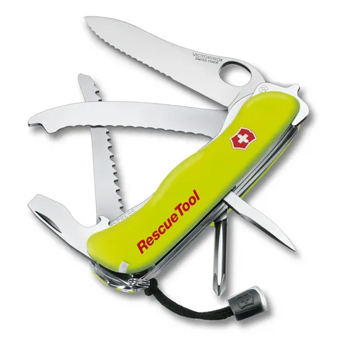 Victorinox RescueTool One Hand – Multifunktionales Taschenmesser - Taschenmesser mit Einhandklinge, ideal für Notfälle. Ausgestattet mit Gurtschneider und Scheibenzertrümmerer für schnelle Hilfe.