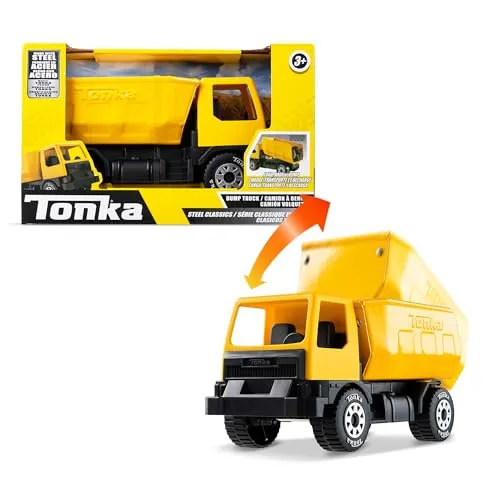 Tonka Basic Fun Mini Steel Classics Kipper – Stabile Metallkonstruktion, funktionierende Kippschale, Realistische Funktionen, Lebendiges gelbes Design – Perfekt für Kinder ab 3 Jahren