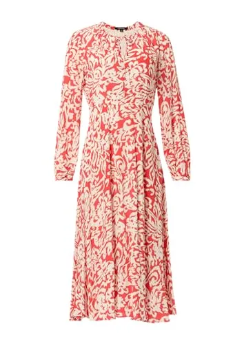 Comma Maxikleid Midikleid mit Crêpestruktur - Elegant in Rot - Kleider mit 100% Viskose und Loose Fit, ideal für stilvolle Anlässe. Das Maxikleid bietet einen Tunika-Ausschnitt und praktische Reißverschlusstaschen.