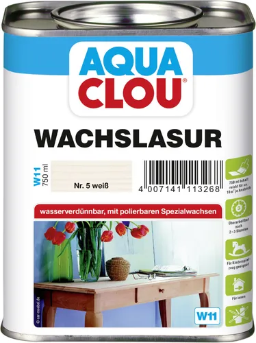 Aqua Clou Wachslasur 750 ml in Weiß - Holzwachse für einen natürlichen Look, wasserabweisend und ideal für den Innen- und Außeneinsatz.