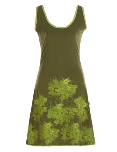 Vishes - Alternative Bekleidung - Damen Longshirt-Kleid Sommer Mini-Kleid Tunika-Kleid Shirtkleid Olive 40