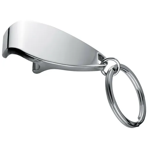 Metall Flaschenöffner mit Schlüsselanhänger / chrom-glänzend