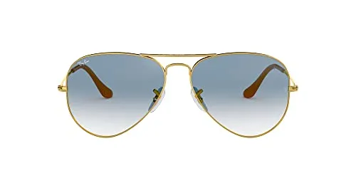 Ray Ban Unisex 0Rb3025 Aviator Large Metal Sonnenbrille - Sportbrillen mit goldfarbenem Gestell und kristallblauen Verlaufsgläsern, idealer UV-Schutz und stylisches Design für den perfekten Look.