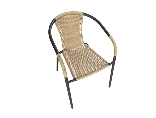 dasmöbelwerk Gartenstuhl Ibiza - Stapelstuhl in Braun/Beige - Stapelbarer Gartenstuhl mit Armlehnen aus strapazierfähigem Polyrattan, ideal für Balkon und Terrasse. Leicht, wetterbeständig und platzsparend, perfekt für jeden Outdoor-Bereich.