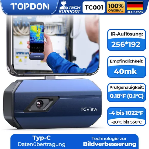 Bosch Wärmebildkamera GTC 400 C - App-fähig, 160x120 Pixel, WLAN, präzise Temperaturmessung von -10°C bis 400°C, inkl. Koffer und gratis Akku-Aktion