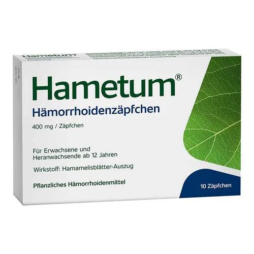 Hametum Hämorrhoiden Zäpfchen 10 ST - Pflanzliches Arzneimittel zur Linderung von Hämorrhoiden-Beschwerden wie Juckreiz und Brennen. Ideal für die ersten Anzeichen von Hämorrhoidalleiden.