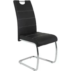 Schwinger FLORA S - Schwarz - Moderner Freischwinger Esszimmerstuhl - Eleganter Esszimmerstuhl aus Kunstleder mit stabilen Chromgestell, ideal für modernes Wohnen. Perfekt für Esszimmer, Wohnzimmer und mehr.