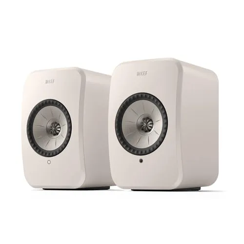 KEF LSX II LT kabellose Regallautsprecher, Stone White - Regal-Lautsprecher mit High-Fidelity-Audio und kabelloser Konnektivität für beeindruckenden Sound und vielseitige Platzierungsmöglichkeiten.