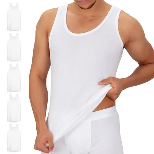 celodoro Herren Unterhemd 5er Pack - Feinripp Tank-Top aus 100% Baumwolle - Klassische Herren Achselshirts im 5er Pack, aus 100% Baumwolle für höchsten Tragekomfort. Strapazierfähiges Feinripp-Material sorgt für ein angenehmes Hautgefühl und ist pflegeleicht.