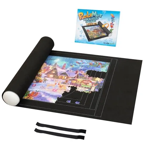 Lavievert Puzzlematte für bis zu 1.500 Teile - Rutschfeste Filzmatte mit speziellen Hilfslinien für einfaches Puzzle-Spiel und effiziente Aufbewahrung. Ideal für Erwachsene und Kinder, um Puzzles perfekt zu sichern.