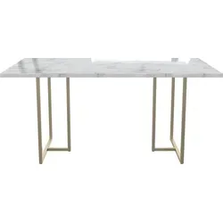 Esstisch aus MDF mit weißer Marmorplatte - Moderner rechteckiger Esstisch mit eleganter Kunstmarmorplatte, ideal für kleine Küchen oder Esszimmer, um Familie und Freunde stilvoll zu bewirten.