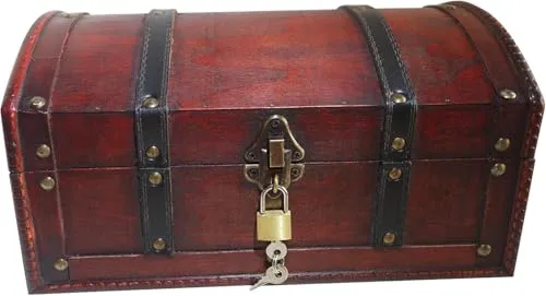 infinimo Schatztruhe - Handgefertigte Piratenkiste für Kindergeburtstag - Edle Holz-Schatztruhe 30x20x15cm, verschließbar mit Schloss und Schlüssel. Ideal für Geschenke und Aufbewahrung, verzaubert mit rustikalem Vintage-Design.