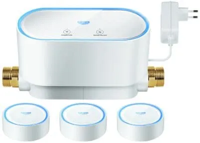 GROHE Sense Set - Grohe Sense Guard + 3x Grohe Sense - Sensen für Einfamilienhäuser, misst den Wasserverbrauch und ist über die App fernsteuerbar - für maximale Kontrolle und Sicherheit.