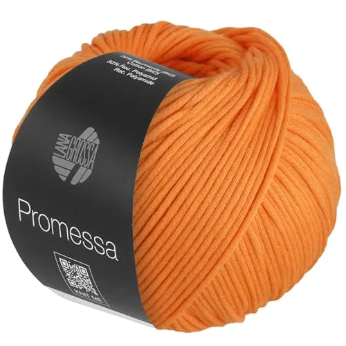 LANA GROSSA Promessa | Weich gefülltes Schlauchgarn aus Bio-Baumwolle und Polyamid | Handstrickgarn aus 70% Bio-Baumwolle & 30% Polyamid | 50g Wolle zum Stricken & Häkeln | 125m Garn FB4