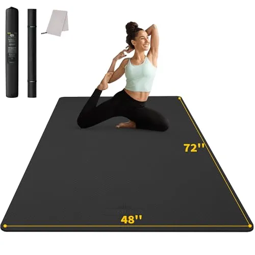 CAMBIVO Yogamatte XXL - Rutschfeste Fitnessmatte 183cm x 122cm - Die CAMBIVO Yogamatte XXL bietet mit ihren großzügigen Abmessungen von 183 x 122 cm und einer Dicke von 6 mm perfekten Komfort für alle Yoga- und Pilatesübungen. Hergestellt aus hochwertigem, umweltfreundlichem TPE-Material, ist sie langlebig und ideal für den Einsatz zu Hause oder im Fitnessstudio.