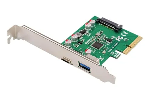 Digitus DS-30225 2 Port USB 3.1 Controllerkarte - Schnittstellenkarten mit 2 externen USB 3.1 Anschlüssen (USB-A & USB-C) für schnelle Datenübertragung bis 10 Gbps – ideal zur Erweiterung Ihres PCs.