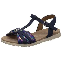 TOM TAILOR Nani Riemchensandale Plateau in Blau - Modische Sandalette mit raffinierten Raffungen und Kontrastbesatz. Bequeme Plateauhöhe von 2,5 cm, ideal für lässige Looks. Perfekt für den Sommer!