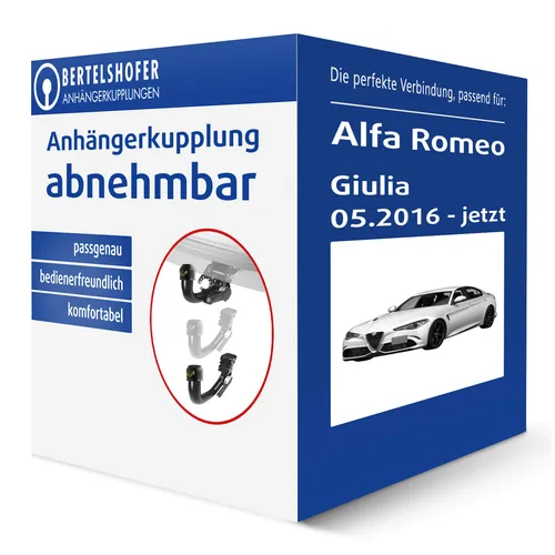 GDW 2243T60 Anhängerkupplung für ALFA ROMEO GIULIA (952) - Anhängerkupplung mit 1600kg Anhängelast, einfach zu installieren und ideal für ALFA ROMEO GIULIA (952) ab 2016, vertikal abnehmbar für mehr Flexibilität.