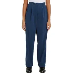 Chinohose "RELAXED STRAIGHT PLEATED CHINO", mit Bundfalten, Gr. 34 - N-Gr, Fossil Blue N-Gr