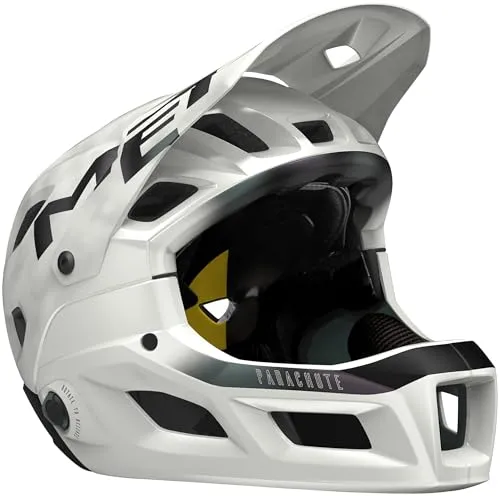 MET Fullface Helm Parachute MCR MIPS - Weiß Iridescent, Größe L - Fahrradhelm für Enduro, E-MTB & Trail mit MIPS für maximalen Schutz. Verwandelt sich dank Magnetic Chinbar Release schnell von Full-Face zu Halbschale - für mehr Flexibilität auf jedem Trail!