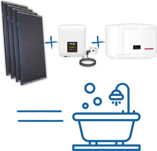 Solaranlage mit 1780 Watt + Wärmepumpe - Balkonkraftwerke: Steckerfertiges Mini-Solarsystem, das effizient mit der Ochsner Warmwasser-Wärmepumpe kombiniert ist, für autarke Brauchwassererwärmung.