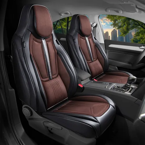 Hyundai i30 GD Schonbezüge in Schwarz / Coffee DS9 - Hochwertige Sitzbezüge für Hyundai i30 GD (2011-2017), atmungsaktiv und abwaschbar, mit spezieller Airbag-Naht für optimale Sicherheit. Einfache Installation und perfekt für vordere Sitze.