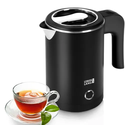 Lebenlang Reise-Wasserkocher Klein 0,5 Liter - 600W, BPA-frei und tragbares Edelstahl-Design für komfortables Reisen