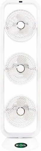 Be Cool BC100TU2001F Turmventilator Weiss - Ventilator für angenehme Kühlung mit 3 Leistungsstufen, Timer-Funktion bis 7 Std. und Fernbedienung – ideal für entspannte Sommernächte.