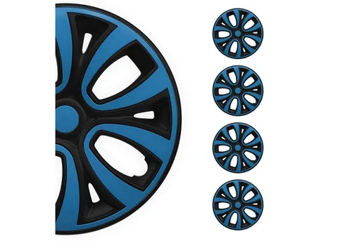 OMAC 4X Radkappen 16" Zoll Schwarz-Blau - Stylische Radzierblenden für Stahlfelgen, die Ihrem Fahrzeug einen modernen Look verleihen. Hochwertige Verarbeitung für eine perfekte Passform und ansprechende Optik.