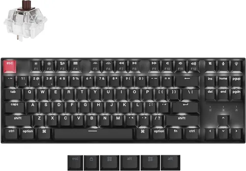 Keychron K8 QMK Version 2 Kabellose Mechanische Tastatur Bluetooth, QWERTY US Layout, LED weiß, Keychron Super Switch Brown K8X-A3
