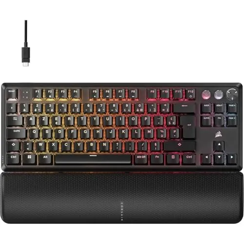Corsair K70 PRO TKL RGB Gaming-Tastatur - Kabelgebundene Gaming-Tastatur mit hochreaktiven MGX Hyperdrive Schaltern und 8000 Hz Abfragerate. Ideal für schnelle Spielaktionen und präzise Eingaben.