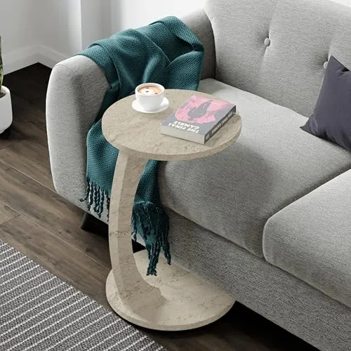 Beistelltisch Holeby - Flexibler Sofa- und Laptoptisch auf Rollen - Beistelltisch fürs Wohnzimmer mit C-Form, ideal für kleine Räume und müheloses Verschieben. Pflegeleichte Oberfläche für einfache Reinigung und vielseitige Nutzung.
