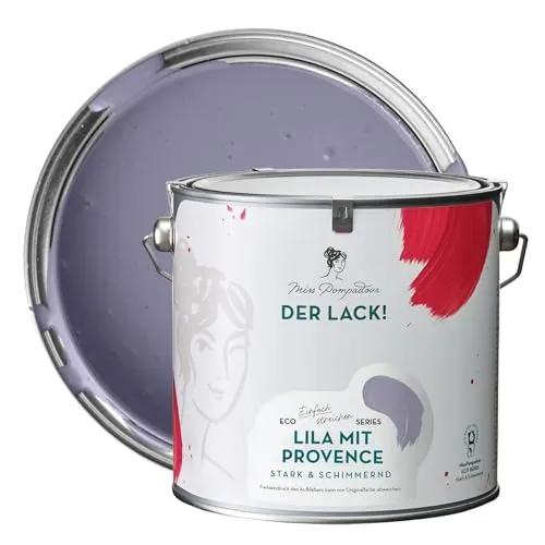 MissPompadour seidenmatte Holzfarbe Innen & Außen 2,5L Lila mit Provence, Möbelfarbe ohne Schleifen - Farbe für Holz, Metall, Kunststoff - Holzlack, Möbellack schnelltrocknend mit hoher Deckkraft