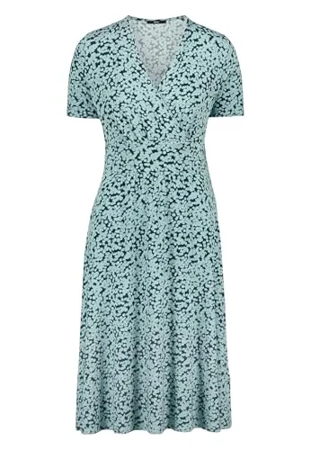 zero Damen Jerseykleid mit Print in Dunkelgrün/Blau - Stylisches A-Linien Jerseykleid mit V-Ausschnitt und grafischem Muster. Ideal für vielseitige Anlässe und komfortablen Tragekomfort. Hochwertiges Material sorgt für ein angenehmes Gefühl auf der Haut.