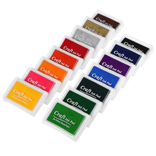 Kesote Stempelkissen Set, 15 Farben Stempelfarbe Stempel Tinte für Kinder Papier Handwerk Stoff Fingerabdruck Scrapbook Malerei