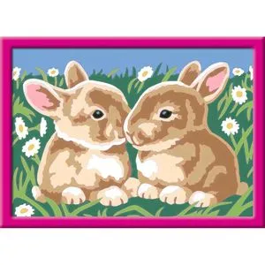 Ravensburger 27695 Malen-nach-Zahlen CreArt - Niedliche Häschen, 13 x 18 cm - Kreatives Malset für Kinder ab 7 Jahren. Enthält 10 Acrylfarben, Maltafel und Rahmen. Farbige Linien erleichtern das Ausmalen und sorgen für schöne Ergebnisse. Fördert Feinmotorik und Konzentration.