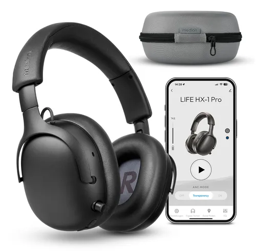 Medion® LIFE HX-1 Pro Over Ear-Kopfhörer - Bluetooth 6.0 - Vielseitige Over Ear-Kopfhörer mit Bluetooth 6.0, spritzwassergeschützt, und bis zu 190 Std. Akkulaufzeit. Genießen Sie kabellosen Sound in hochwertiger Qualität!