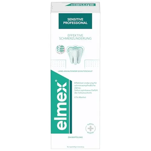 elmex Mundspülung Sensitive Professional 400ml – alkoholfreie Mundspülung für effektive & anhaltende Schmerzlinderung empfindlicher Zähne – für die tägliche Zahnreinigung gegen Karies