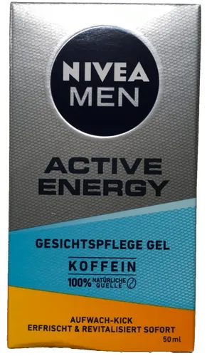 Nivea Men Gesichtspflege Gel Active Energy 50ml - Aufwach-Kick mit Koffein - Tagespflege für Männer, belebt die Haut mit Koffein und spendet intensive Feuchtigkeit. Ideal für einen frischen Start in den Tag!