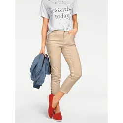 7/8-Hose HEINE, Damen, Gr. 44, Normalgrößen, beige (sand), 98% Baumwolle, 2% Elasthan, Miedereinsatz:85% Polyester, 15% Elasthan, unifarben, 7/8-Länge, Hosen